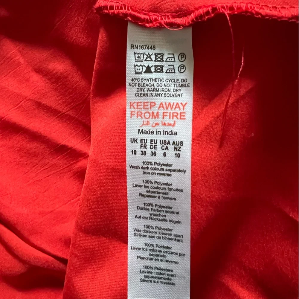 Nasty Gal Red Floral Ruffle Chiffon Maxi Dress Size 6 - Picture 6 of 7